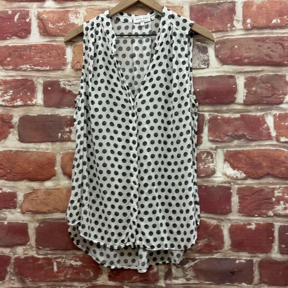 Bella Dahl Tops - Bella Dahl Top Women's Large White Black Polka Dot Abstract Casual Shirt